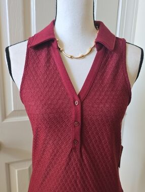 A.N.A Brand Women's Sleeveless Burgundy Collared Tank Top Size Medium